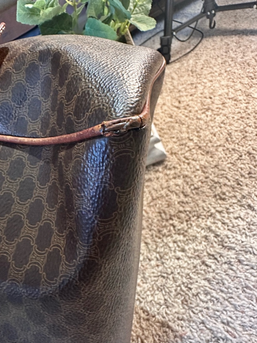 Celine Brown and Tan Macadam Canvas Satchel - Picture 4 of 13